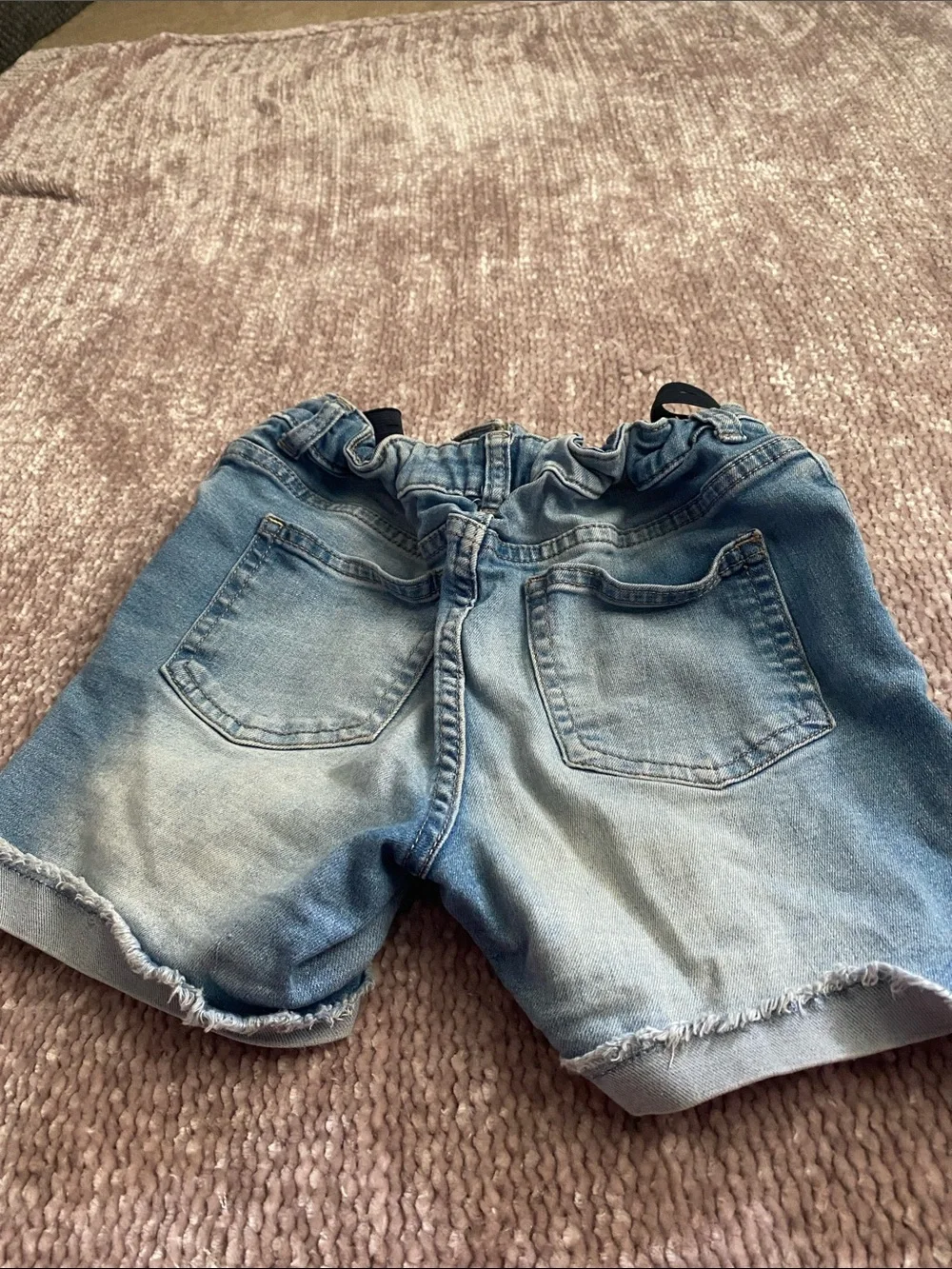 High-Waist Distressed Denim Shorts - Light Blue